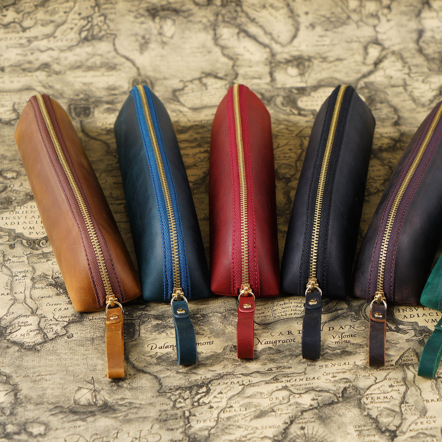 Wholesale Extend The Head Layer Cowhide Simple Pen Bag